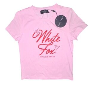 New w/Tags! White Fox Pink Graphic Tee With Love Era 8.5 Crop Top Size Small
